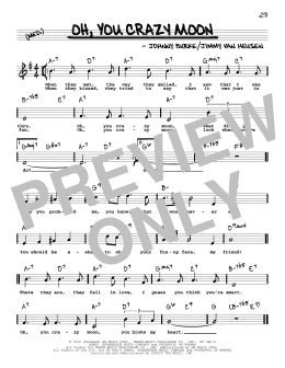 page one of Oh, You Crazy Moon (High Voice) (Real Book – Melody, Lyrics & Chords)