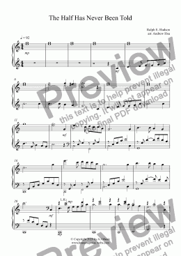 page one of The Half Has Never Been Told - Piano Solo