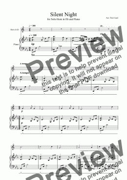 page one of Silent Night for Solo Horn in Eb and Piano