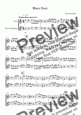 page one of Blues Duet for Flute and Tenor Saxophone