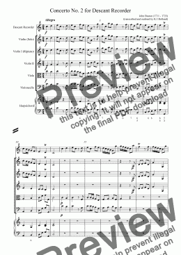 page one of Concerto No. 2 for Descant Recorder