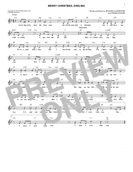 page one of Merry Christmas, Darling (Lead Sheet / Fake Book)