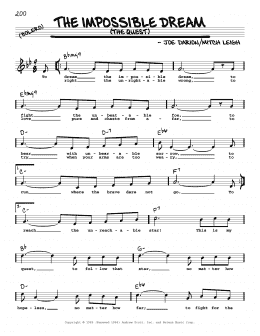 page one of The Impossible Dream (The Quest) (High Voice) (Real Book – Melody, Lyrics & Chords)