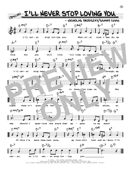 page one of I'll Never Stop Loving You (High Voice) (Real Book – Melody, Lyrics & Chords)