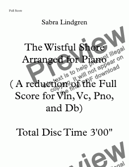 page one of The Wistful Shore Arranged for Piano