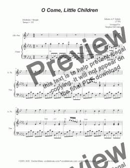 page one of O Come, Little Children (Alto Saxophone and Piano)