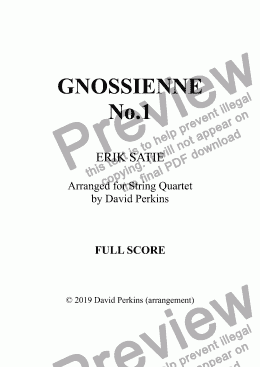 page one of Gnossienne No 1 (String Quartet)