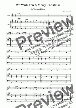 page one of We Wish You a Merry Christmas for Violin and Piano