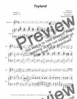 page one of Toyland (French Horn solo and Piano)