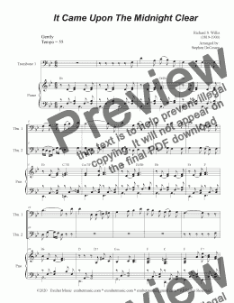 page one of It Came Upon The Midnight Clear (Trombone Duet)