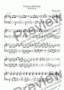 page one of Come to the Feast - Piano Solo