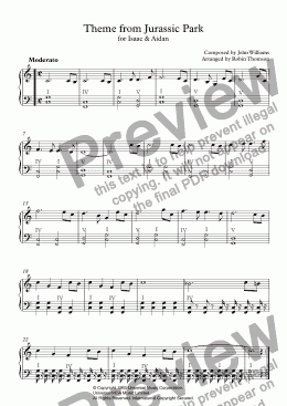 page one of Theme from Jurassic Park