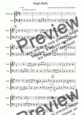 page one of Jingle Bells (Jazzy Style!) for Euphonium and Tuba Duet