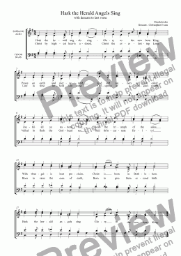 page one of Hark the Herald Angels Sing Descant for Choir & Organ