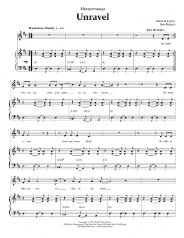 page one of Unravel (from Monstersongs) (Piano & Vocal)