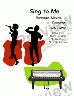 page one of Sing to Me for piano, Baritone, and Mezzo-Soprano