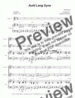 page one of Auld Lang Syne (Duet for C-Instruments)