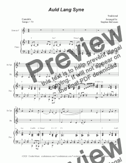 page one of Auld Lang Syne (Duet for Bb-Trumpet & French Horn)