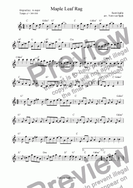 page one of Maple Leaf Rag - Lead Sheet