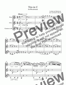 page one of Trio in C for Flute, Oboe, Clarinet