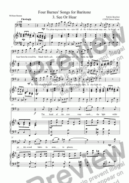 page one of Four Barnes'  Songs for Baritone 3. See Or Hear