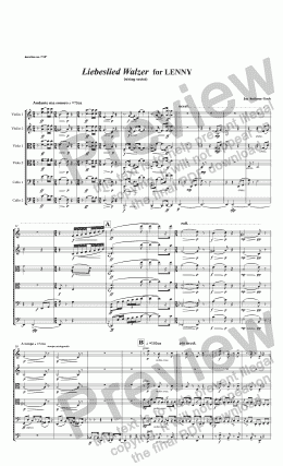 page one of Liebeslied Walzer  for LENNY                                                       (string sextet)