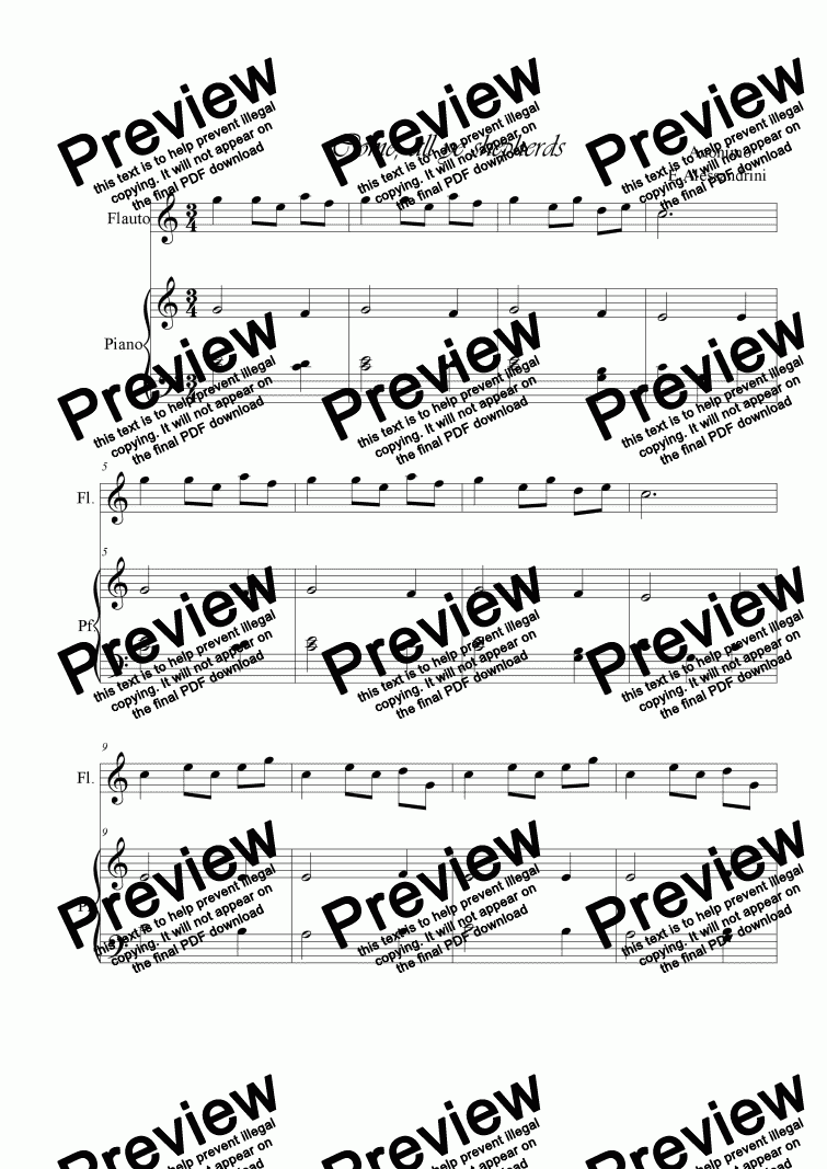 Come, all ye shepherds. Flute and piano - Download Sheet Music PDF