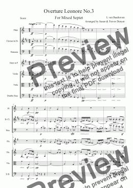 page one of Overture Leonore No.3 - Beethoven - Septet - Score