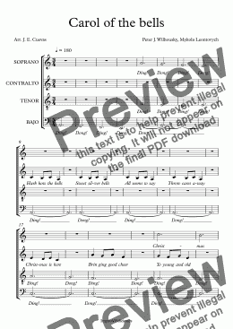 page one of Carol of the bells - Choir SATB