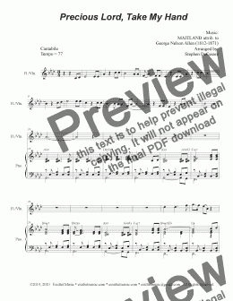 page one of Precious Lord, Take My Hand (Flute or Violin solo and Piano)