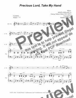 page one of Precious Lord, Take My Hand (Alto Saxophone and Piano)