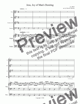 page one of Jesu, Joy of Man's Desiring for Woodwind Quartet and Organ