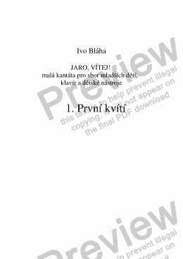 page one of PRVNÍ KVÍTÍ pro sbor mladších dětí a klavír