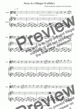 page one of Away in a Manger (Lullaby) for Viola and Piano