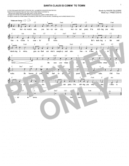 page one of Santa Claus Is Comin' To Town (Lead Sheet / Fake Book)