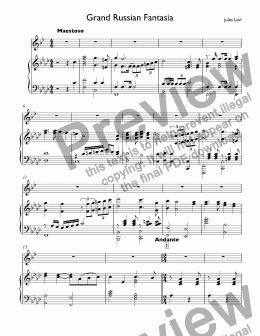 page one of Levy, Jules - Grand Russian Fantasia for trumpet Bb & piano