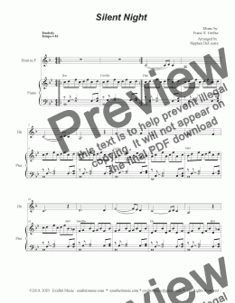 page one of Silent Night (French Horn solo and Piano)