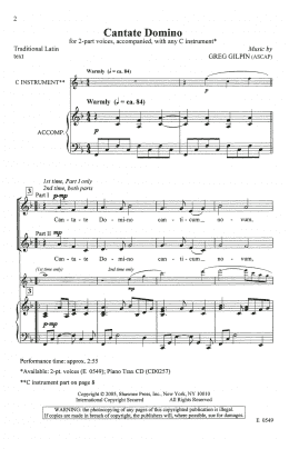 page one of Cantate Domino (2-Part Choir)