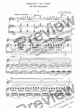 page one of Sonata No. 1 in C minor for flute and piano, Op. 2 - II. Allegretto scherzando