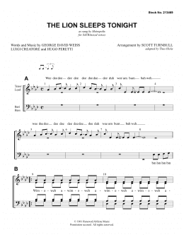 page one of The Lion Sleeps Tonight (arr. Scott Turnbull) (SATB Choir)