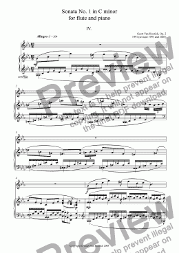 page one of Sonata No. 1 in C minor for flute and piano, Op. 2 - IV. Allegro