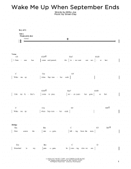 page one of Wake Me Up When September Ends (Easy Bass Tab)