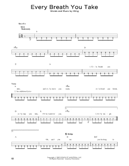 page one of Every Breath You Take (Easy Bass Tab)