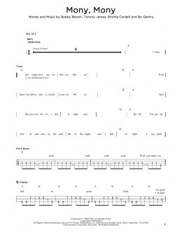 page one of Mony, Mony (Easy Bass Tab)