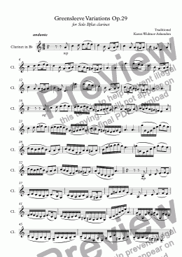 page one of Greensleeve Variations Op.29