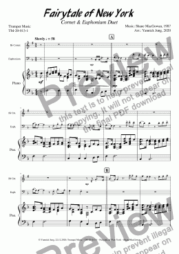 page one of Fairytale of New York - Cornet & Euphonium