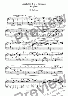 page one of Sonata No. 1 in E flat major for piano, Op. 3 - III. Burlesque