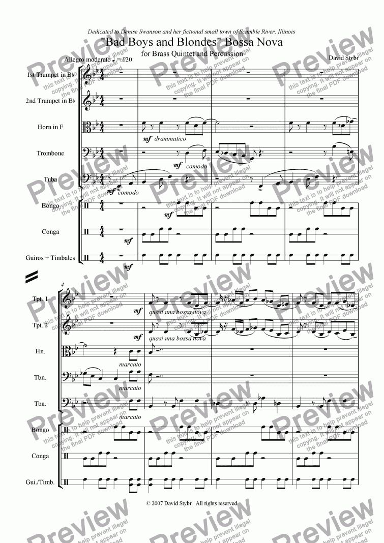 Bad Boys And Blondes Bossa Nova Download Sheet Music Pdf File