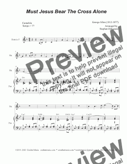 page one of Must Jesus Bear The Cross Alone (French Horn solo and Piano)