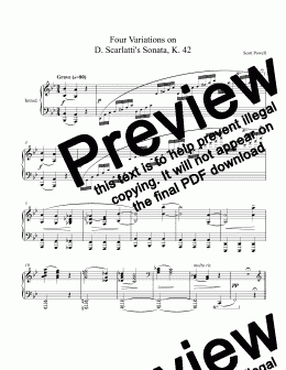 page one of Variations on Scarlatti's Sonata, K. 42 (Solo Piano)